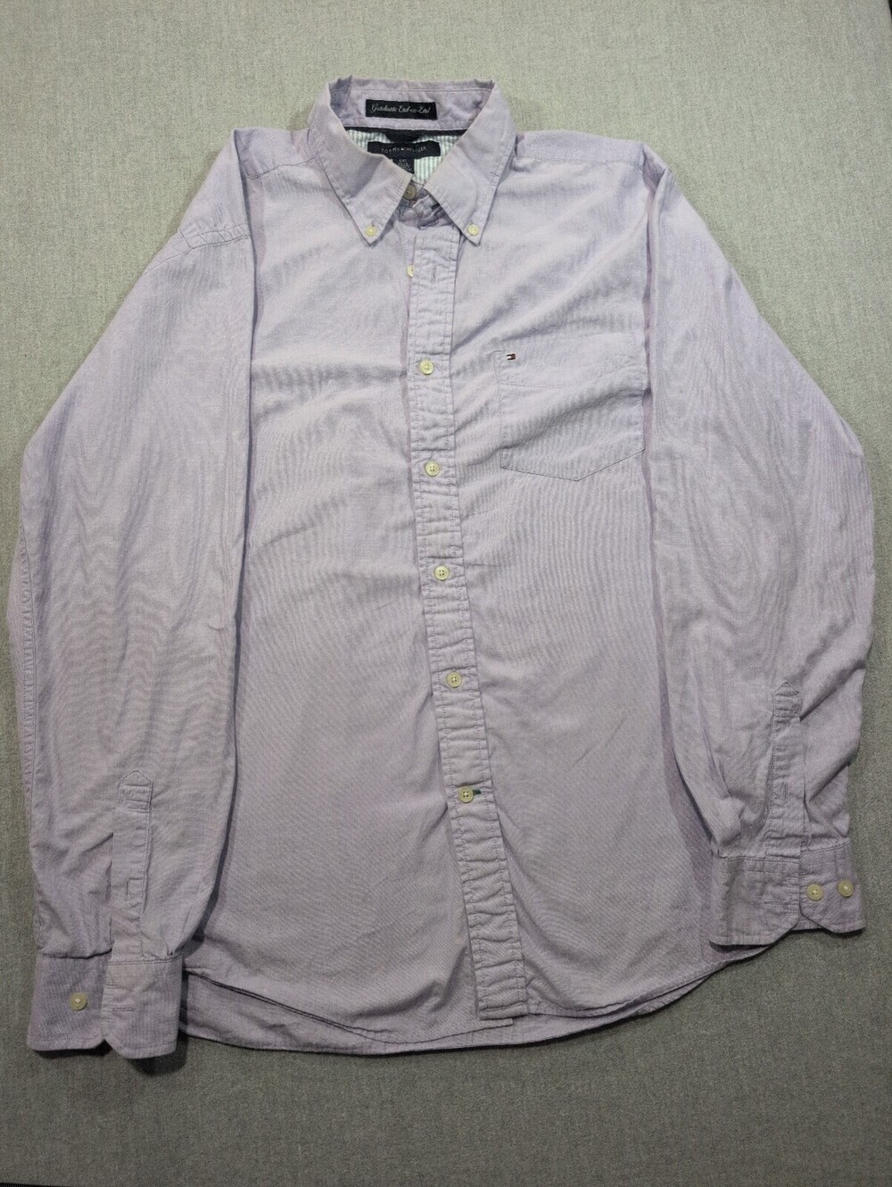Tommy Hilfiger Graduate End on End Button Front Shirt Light Purple Size L G